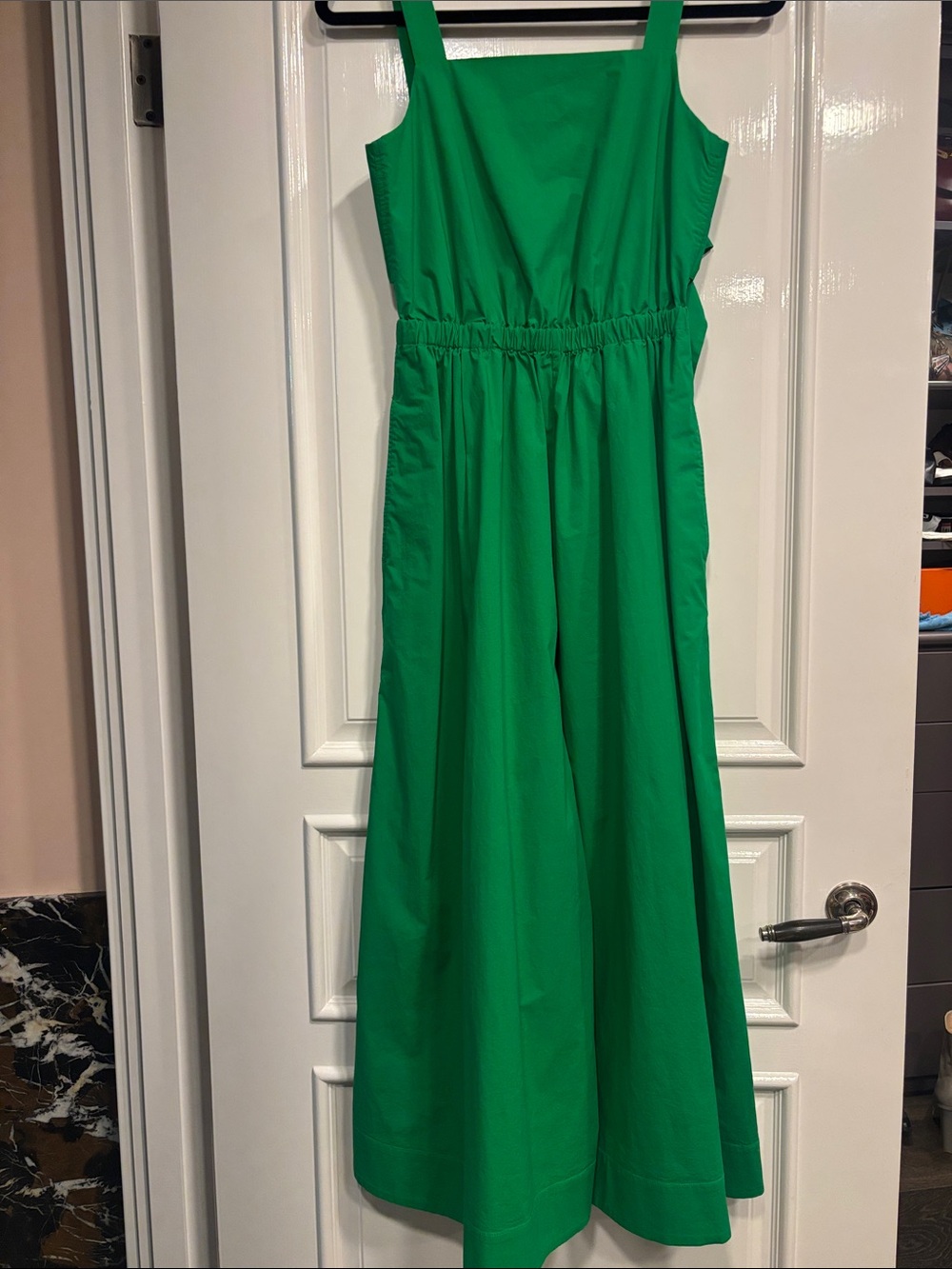 COS Green Wide-Leg Jumpsuit with Square Neck